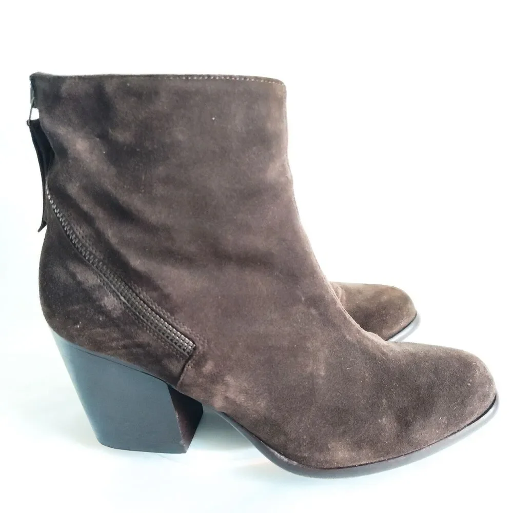 Alberto Fermani Viva Zip Brown Suede Ankle Boots Size 39.5 9.5 Italy Office Work